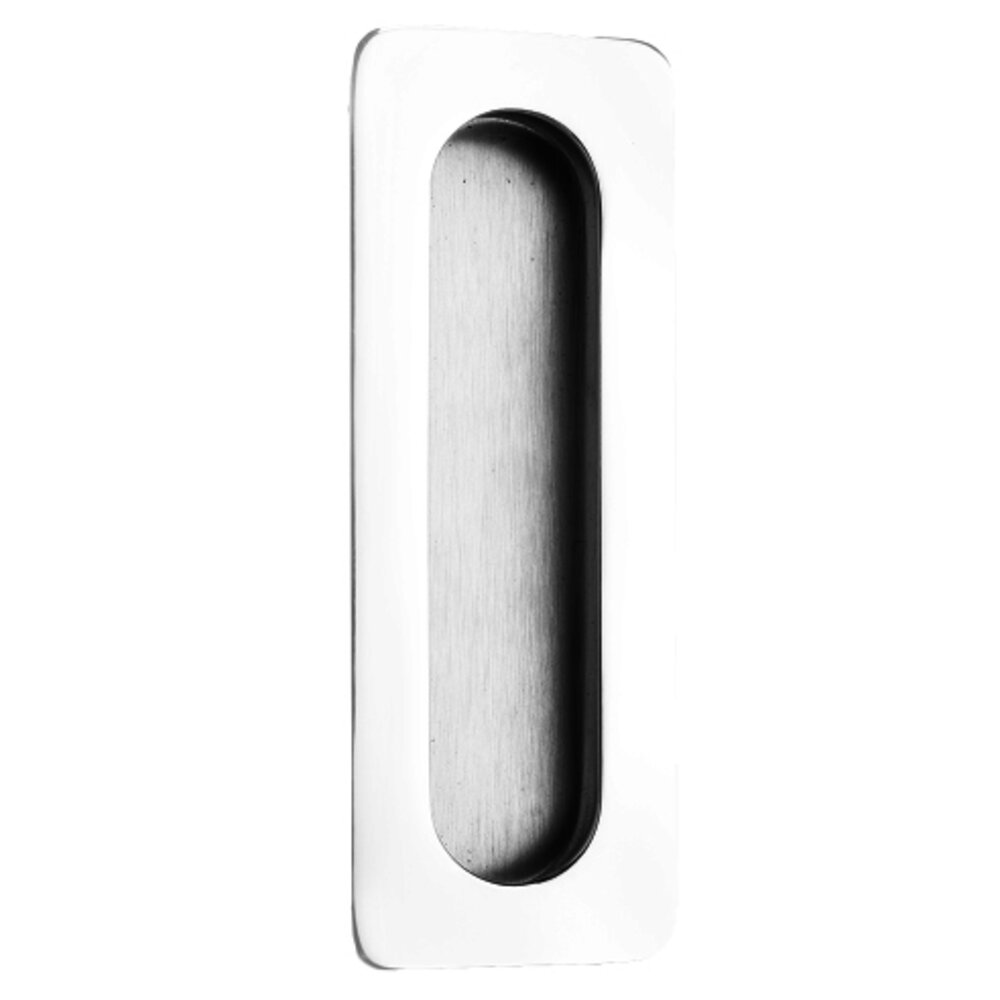 5 7/8" Rectangular with Oblong Cut-Out Recessed Pull in Polished Stainless Steel