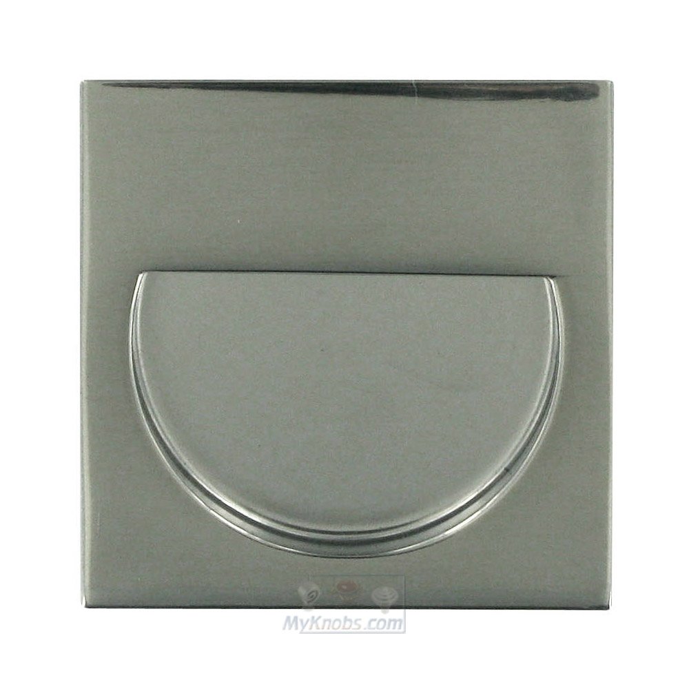 1 3/4" Square Recessed Pull with Half Moon Cut-Out in Polished Stainless Steel