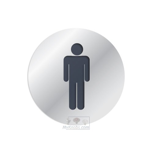3" Diameter Gentleman Bathroom Sign in Polished Stainless Steel