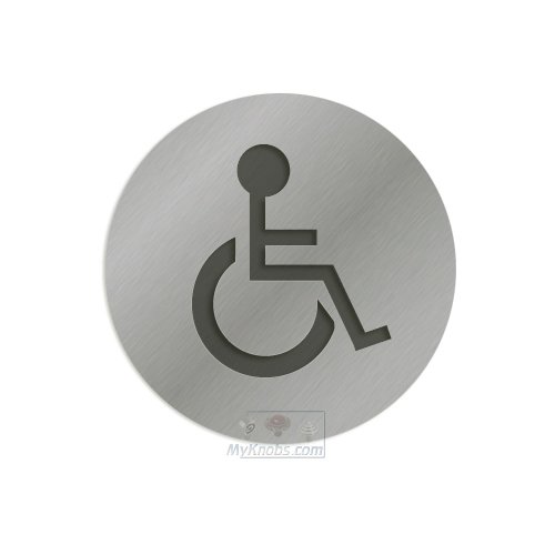3" Diameter Handicap Bathroom Sign in Satin Stainless Steel