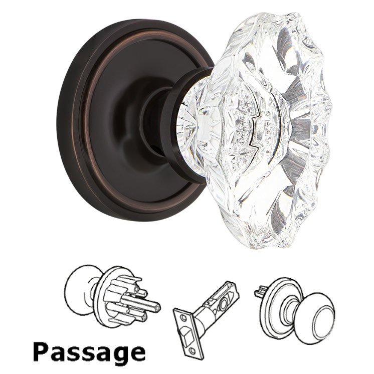Complete Passage Set - Classic Rosette with Chateau Door Knob in Timeless Bronze