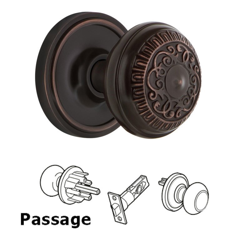 Complete Passage Set - Classic Rosette with Egg & Dart Door Knob in Timeless Bronze