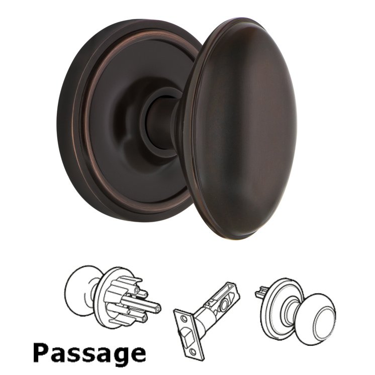 Complete Passage Set - Classic Rosette with Homestead Door Knob in Timeless Bronze