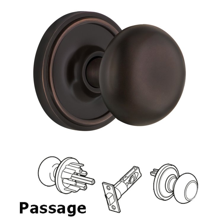 Complete Passage Set - Classic Rosette with New York Door Knobs in Timeless Bronze