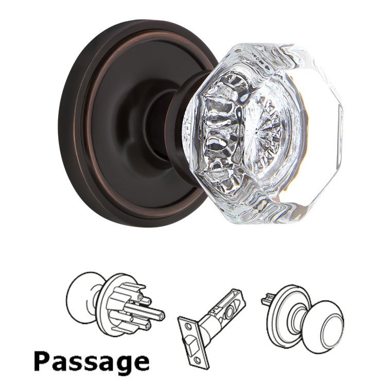 Complete Passage Set - Classic Rosette with Waldorf Door Knob in Timeless Bronze