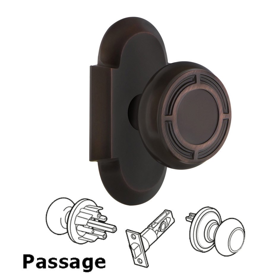Complete Passage Set - Cottage Plate with Mission Door Knob in Timeless Bronze