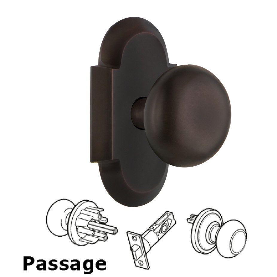 Complete Passage Set - Cottage Plate with New York Door Knobs in Timeless Bronze