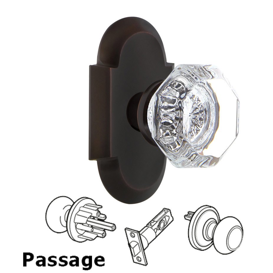 Complete Passage Set - Cottage Plate with Waldorf Door Knob in Timeless Bronze