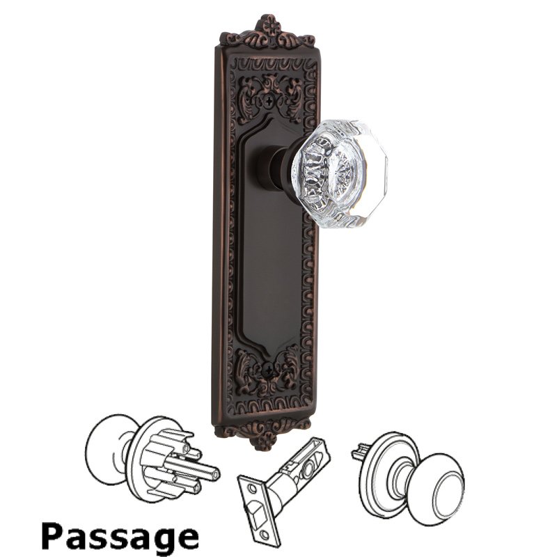 Complete Passage Set - Egg & Dart Plate with Waldorf Door Knob in Timeless Bronze