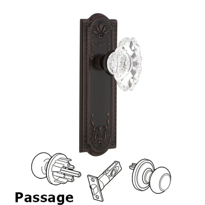 Complete Passage Set - Meadows Plate with Chateau Door Knob in Timeless Bronze
