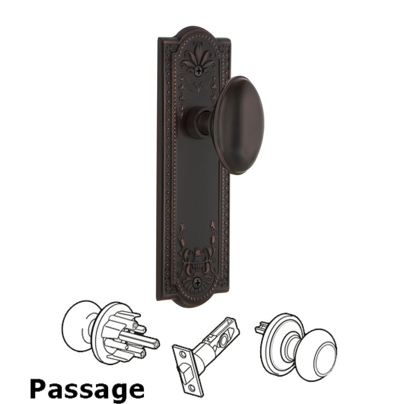 Complete Passage Set - Meadows Plate with Homestead Door Knob in Timeless Bronze