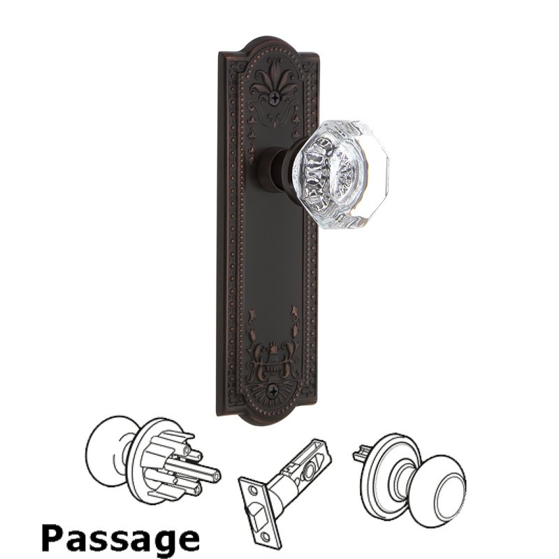 Complete Passage Set - Meadows Plate with Waldorf Door Knob in Timeless Bronze