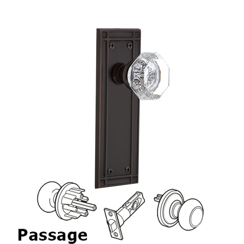 Passage Mission Plate with Waldorf Door Knob in Timeless Bronze