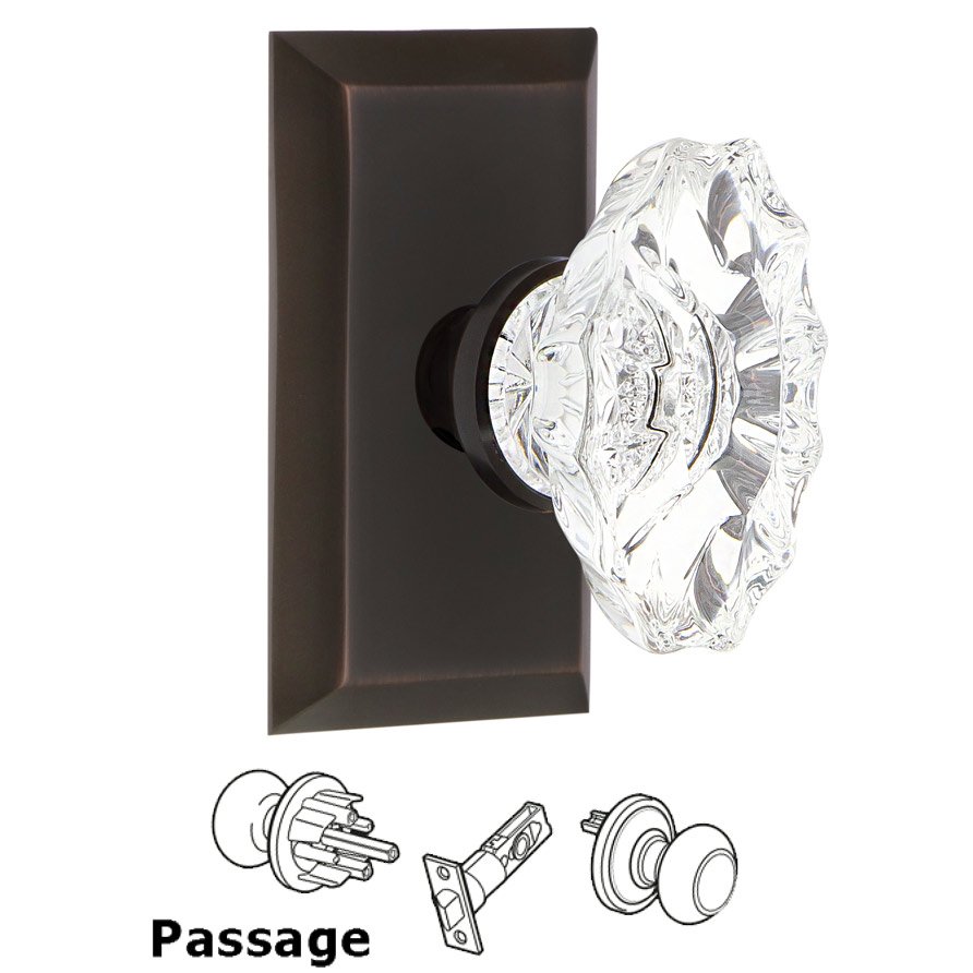 Complete Passage Set - Studio Plate with Chateau Door Knob in Timeless Bronze