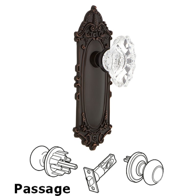 Complete Passage Set - Victorian Plate with Chateau Door Knob in Timeless Bronze