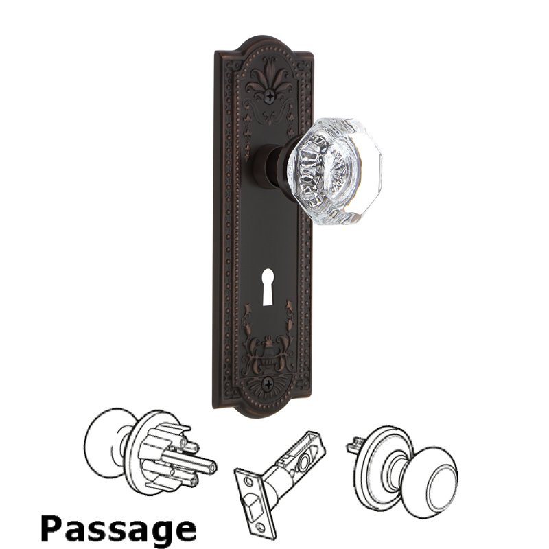 Passage Meadows Plate with Keyhole and Waldorf Door Knob in Timeless Bronze
