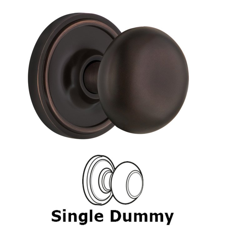 Single Dummy Classic Rosette with New York Door Knobs in Timeless Bronze