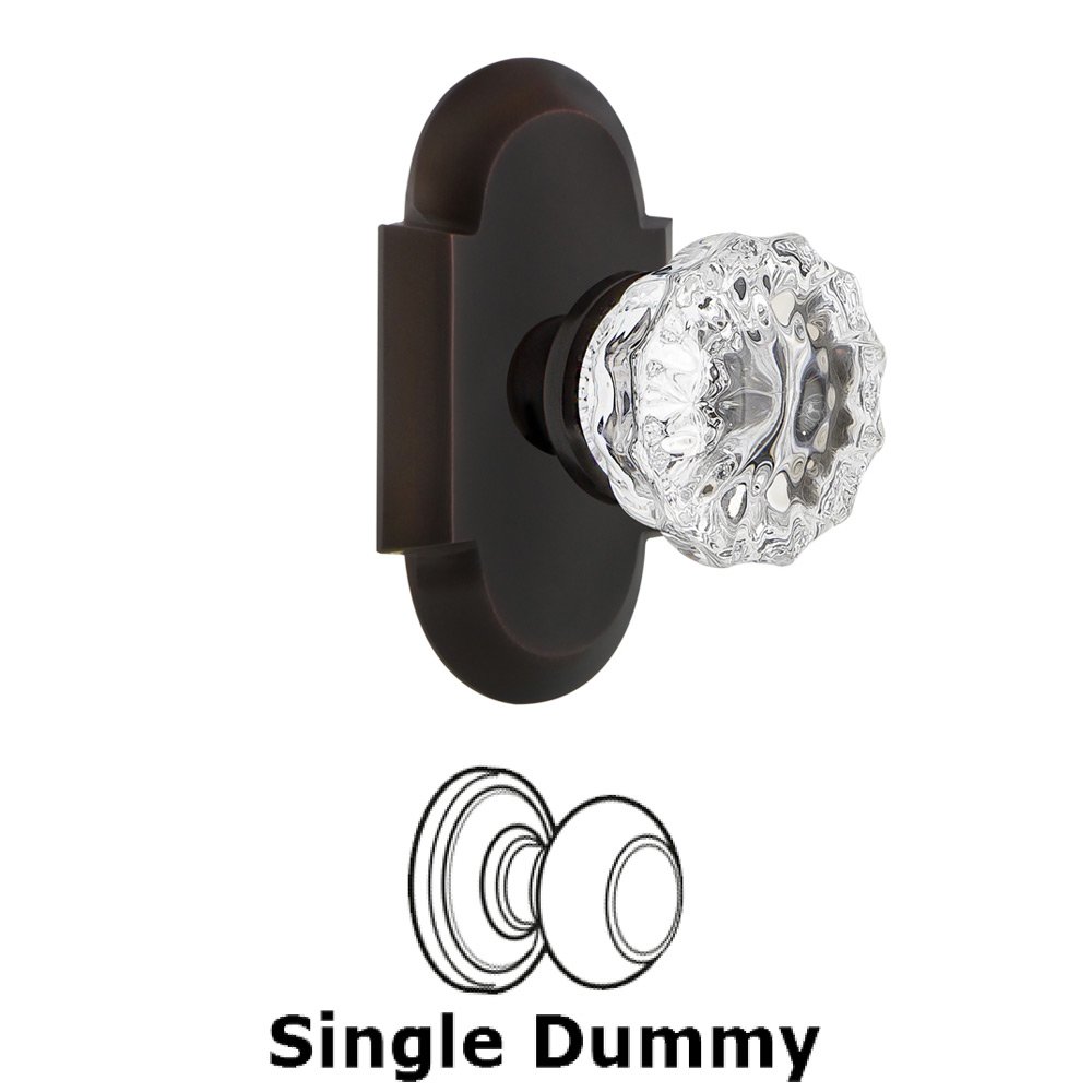 Single Dummy - Cottage Plate with Crystal Glass Door Knob in Timeless Bronze