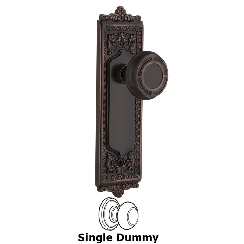 Single Dummy - Egg & Dart Plate with Mission Door Knob in Timeless Bronze