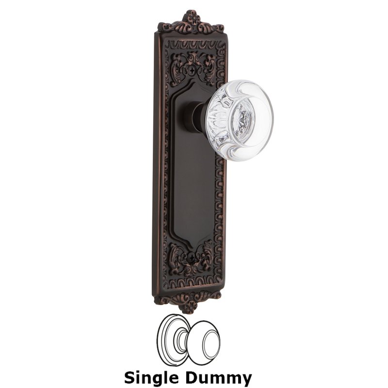 Single Dummy - Egg & Dart Plate with Round Clear Crystal Glass Door Knob in Timeless Bronze