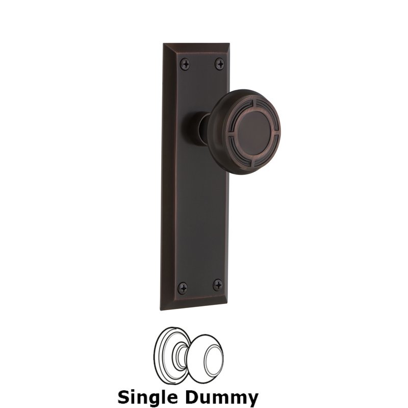 Single Dummy - New York Plate with Mission Door Knob in Timeless Bronze