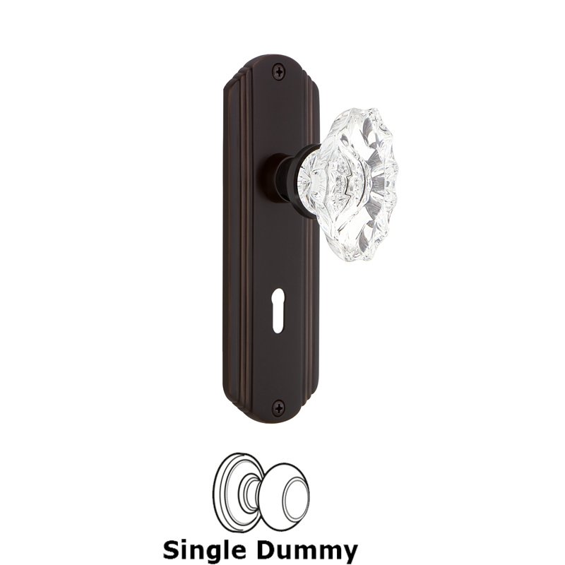 Single Dummy with Keyhole - Deco Plate with Chateau Door Knob in Timeless Bronze