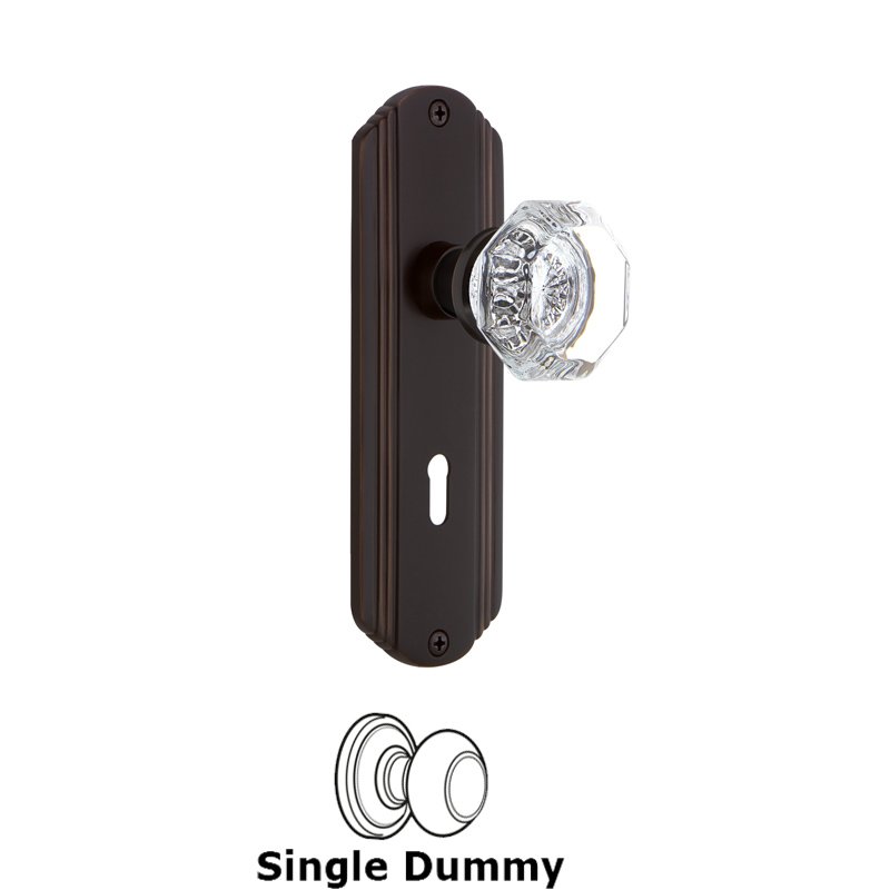 Single Dummy with Keyhole - Deco Plate with Waldorf Door Knob in Timeless Bronze