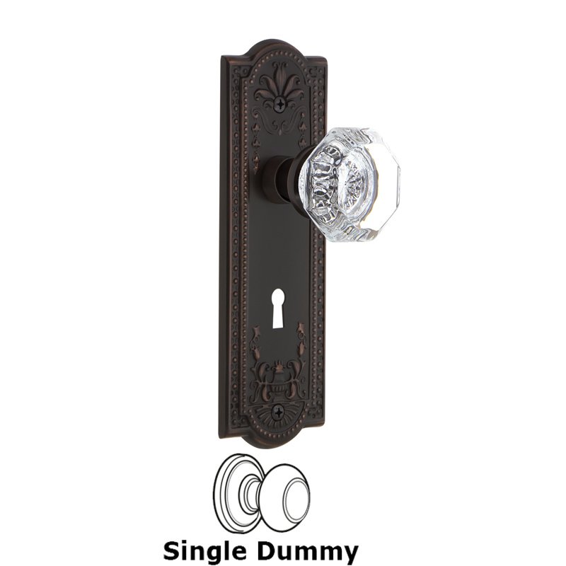 Single Dummy with Keyhole - Meadows Plate with Waldorf Door Knob in Timeless Bronze