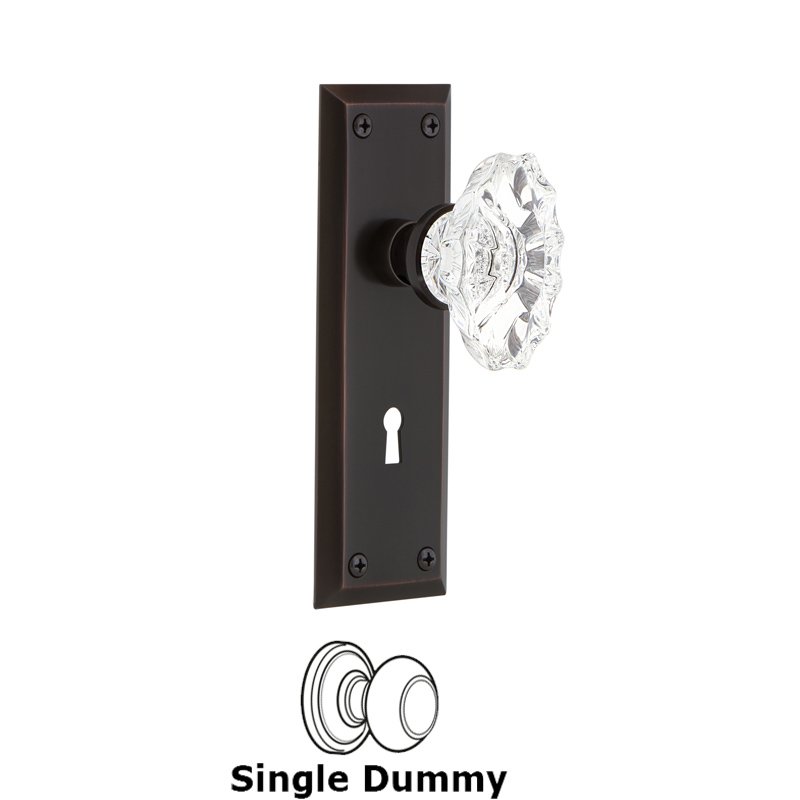 Single Dummy with Keyhole - New York Plate with Chateau Door Knob in Timeless Bronze