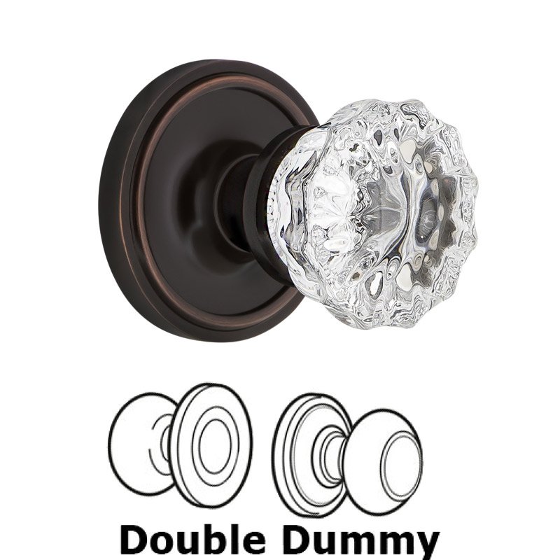 Double Dummy Classic Rosette with Crystal Glass Door Knob in Timeless Bronze