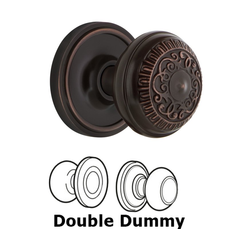 Double Dummy Classic Rosette with Egg & Dart Door Knob in Timeless Bronze