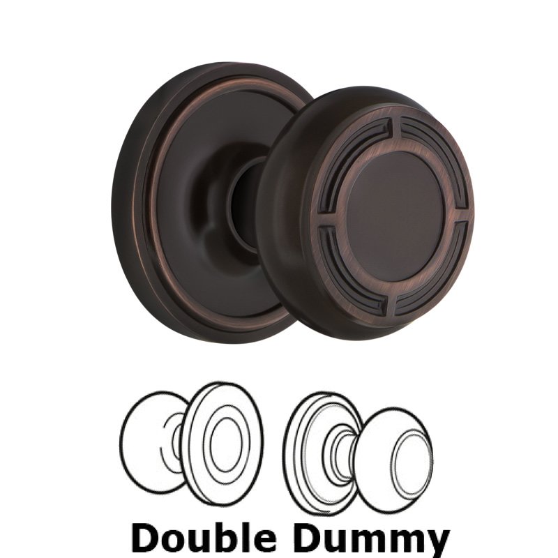 Double Dummy Classic Rosette with Mission Door Knob in Timeless Bronze