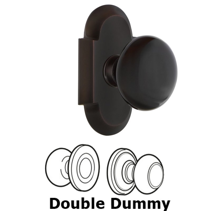 Double Dummy Set - Cottage Plate with Black Porcelain Door Knob in Timeless Bronze