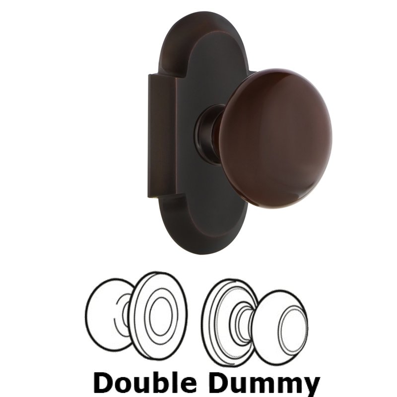 Double Dummy Set - Cottage Plate with Brown Porcelain Door Knob in Timeless Bronze