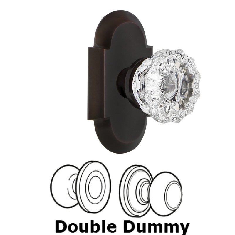 Double Dummy Set - Cottage Plate with Crystal Glass Door Knob in Timeless Bronze