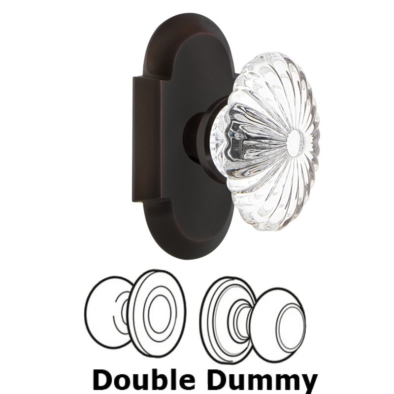 Double Dummy Set - Cottage Plate with Oval Fluted Crystal Glass Door Knob in Timeless Bronze