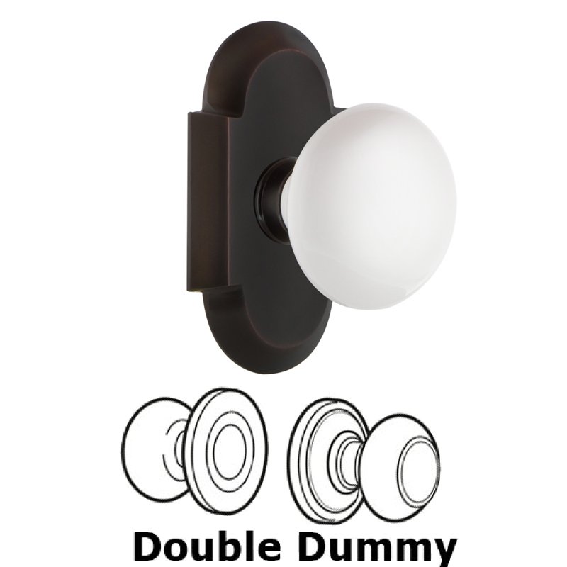 Double Dummy Set - Cottage Plate with White Porcelain Door Knob in Timeless Bronze