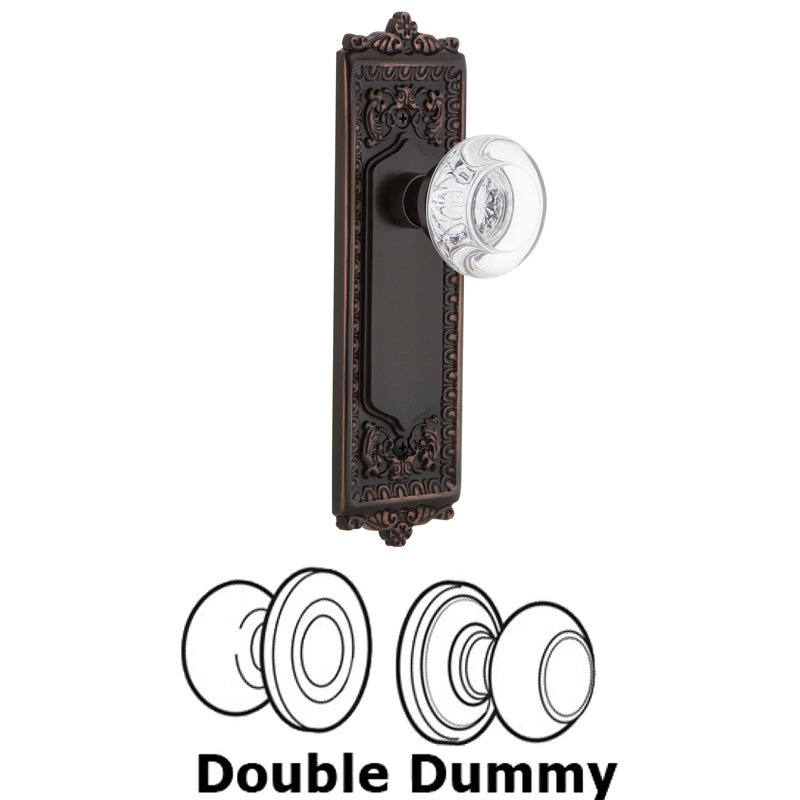 Double Dummy Set - Egg & Dart Plate with Round Clear Crystal Glass Door Knob in Timeless Bronze