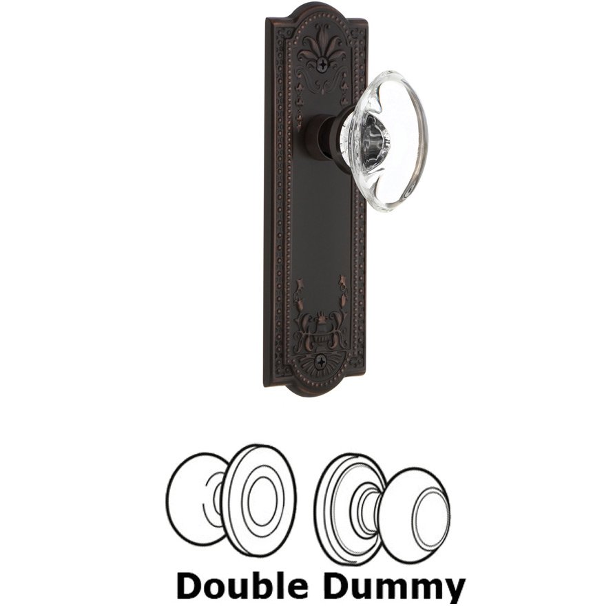 Double Dummy Set - Meadows Plate with Oval Clear Crystal Glass Door Knob in Timeless Bronze