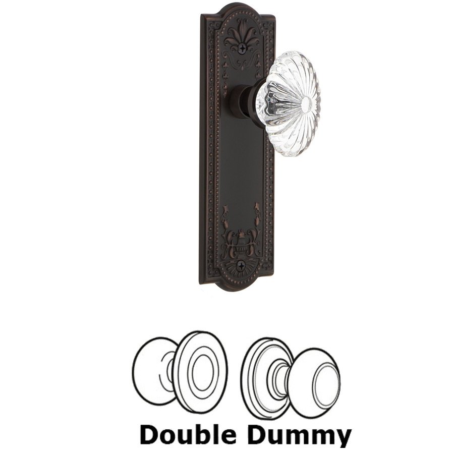 Double Dummy Set - Meadows Plate with Oval Fluted Crystal Glass Door Knob in Timeless Bronze