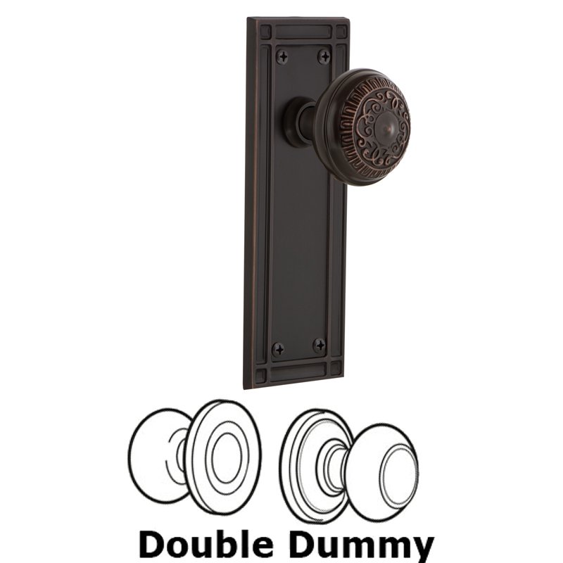 Double Dummy Set - Mission Plate with Egg & Dart Door Knob in Timeless Bronze