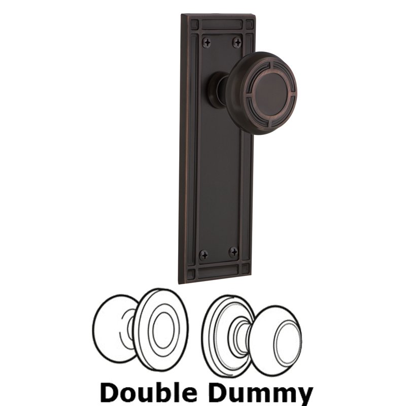 Double Dummy Set - Mission Plate with Mission Door Knob in Timeless Bronze