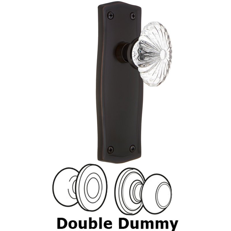 Double Dummy Set - Prairie Plate with Oval Fluted Crystal Glass Door Knob in Timeless Bronze