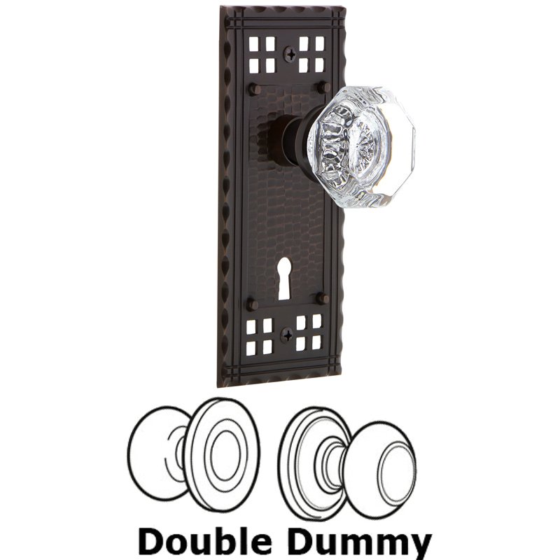 Double Dummy Set with Keyhole - Craftsman Plate with Waldorf Door Knob in Timeless Bronze