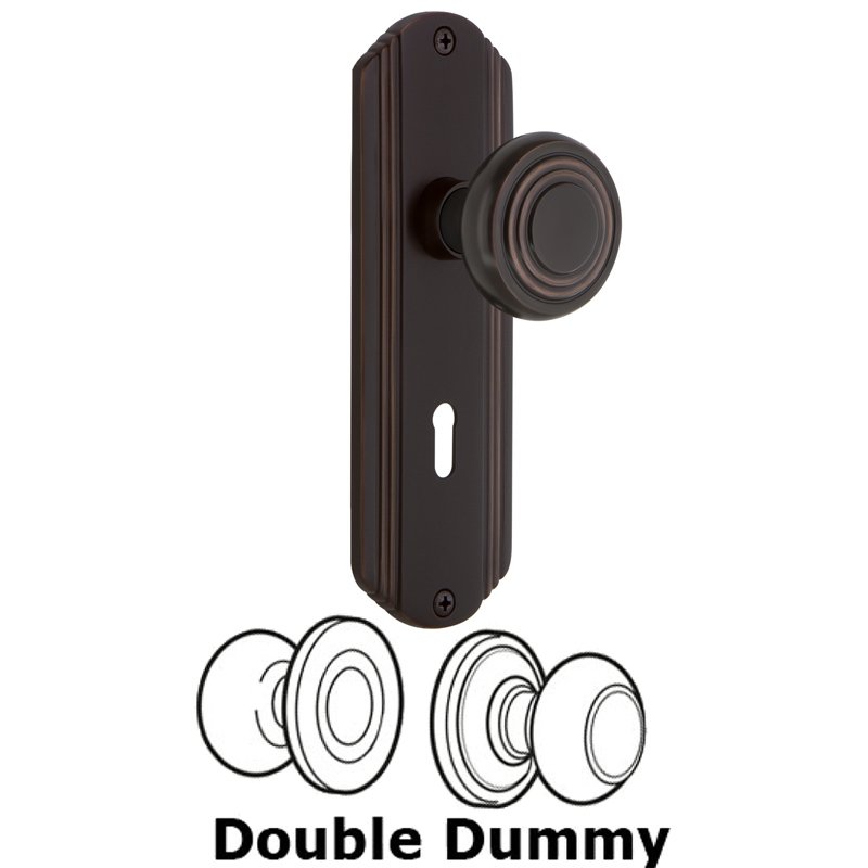 Double Dummy Set with Keyhole - Deco Plate with Deco Door Knob in Timeless Bronze