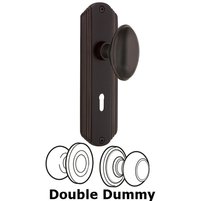Double Dummy Set with Keyhole - Deco Plate with Homestead Door Knob in Timeless Bronze