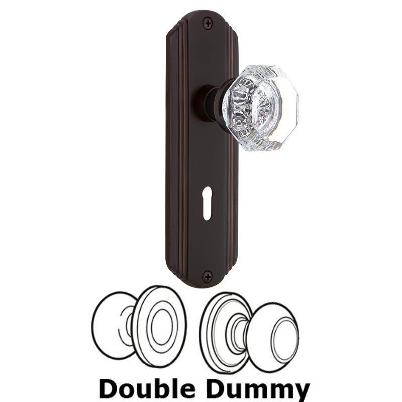 Double Dummy Set with Keyhole - Deco Plate with Waldorf Door Knob in Timeless Bronze