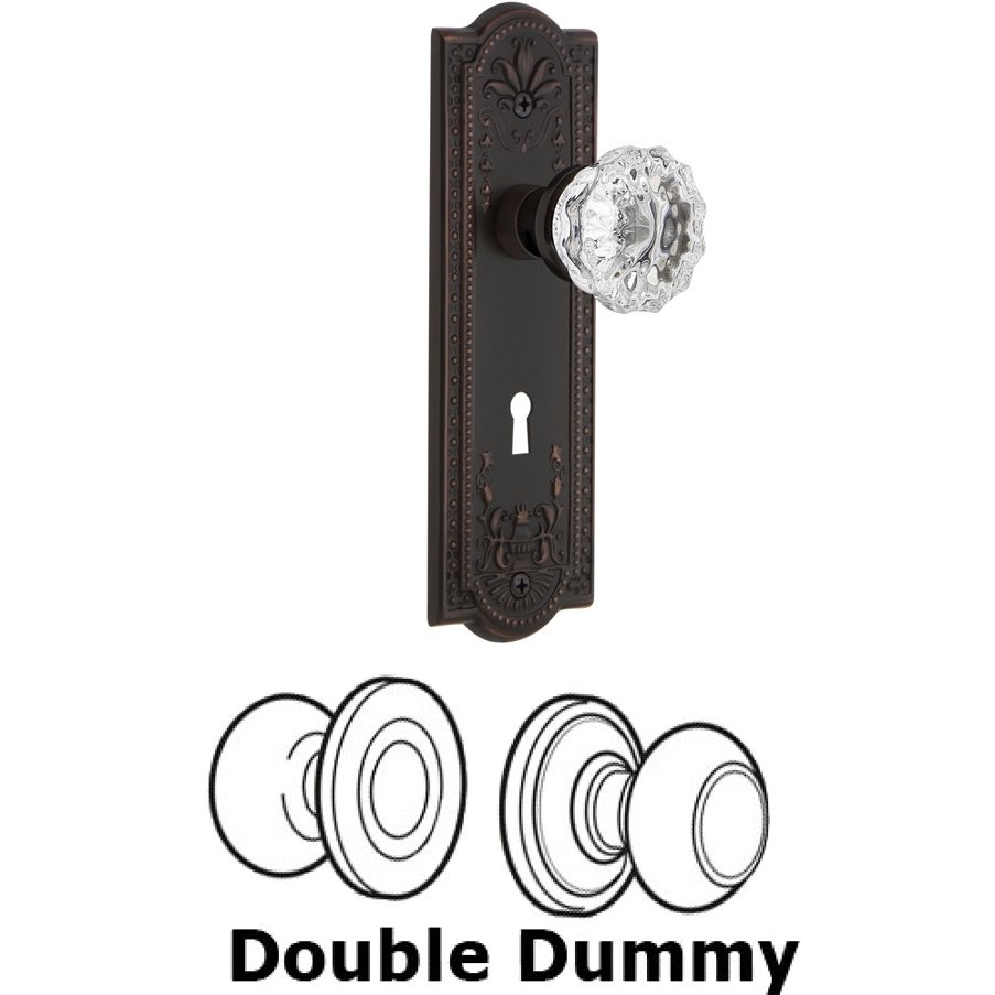 Double Dummy Set with Keyhole - Meadows Plate with Crystal Glass Door Knob in Timeless Bronze