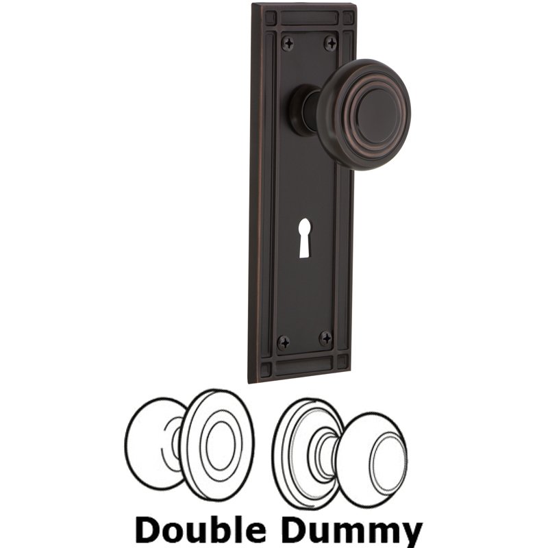 Double Dummy Set with Keyhole - Mission Plate with Deco Door Knob in Timeless Bronze
