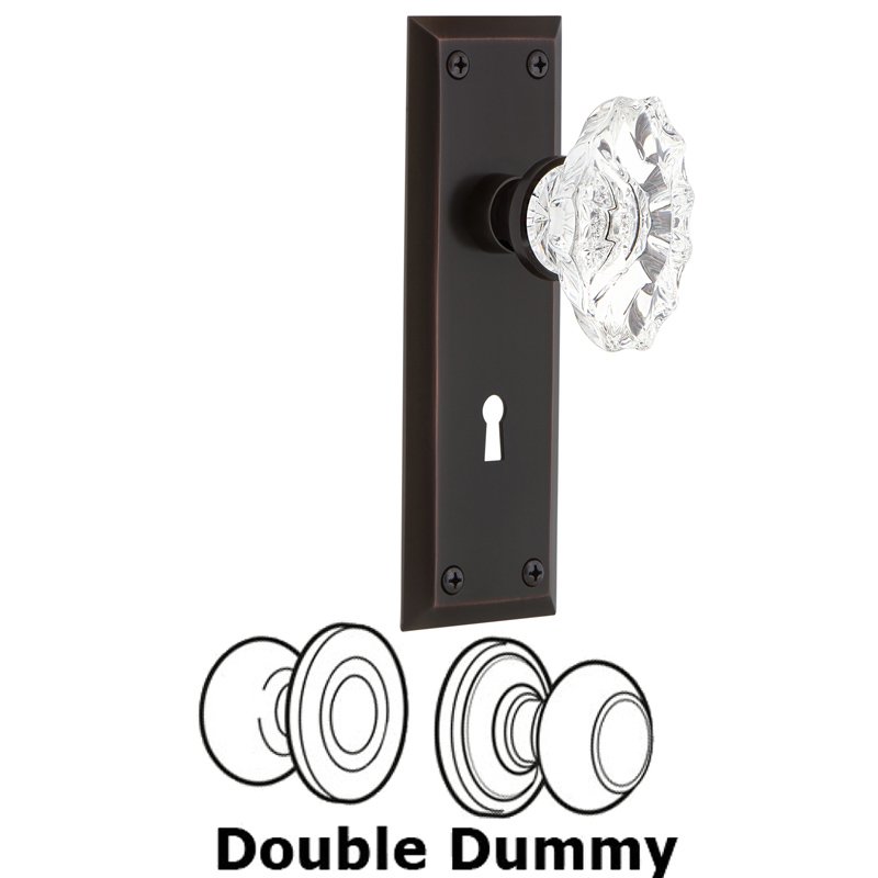 Double Dummy Set with Keyhole - New York Plate with Chateau Door Knob in Timeless Bronze